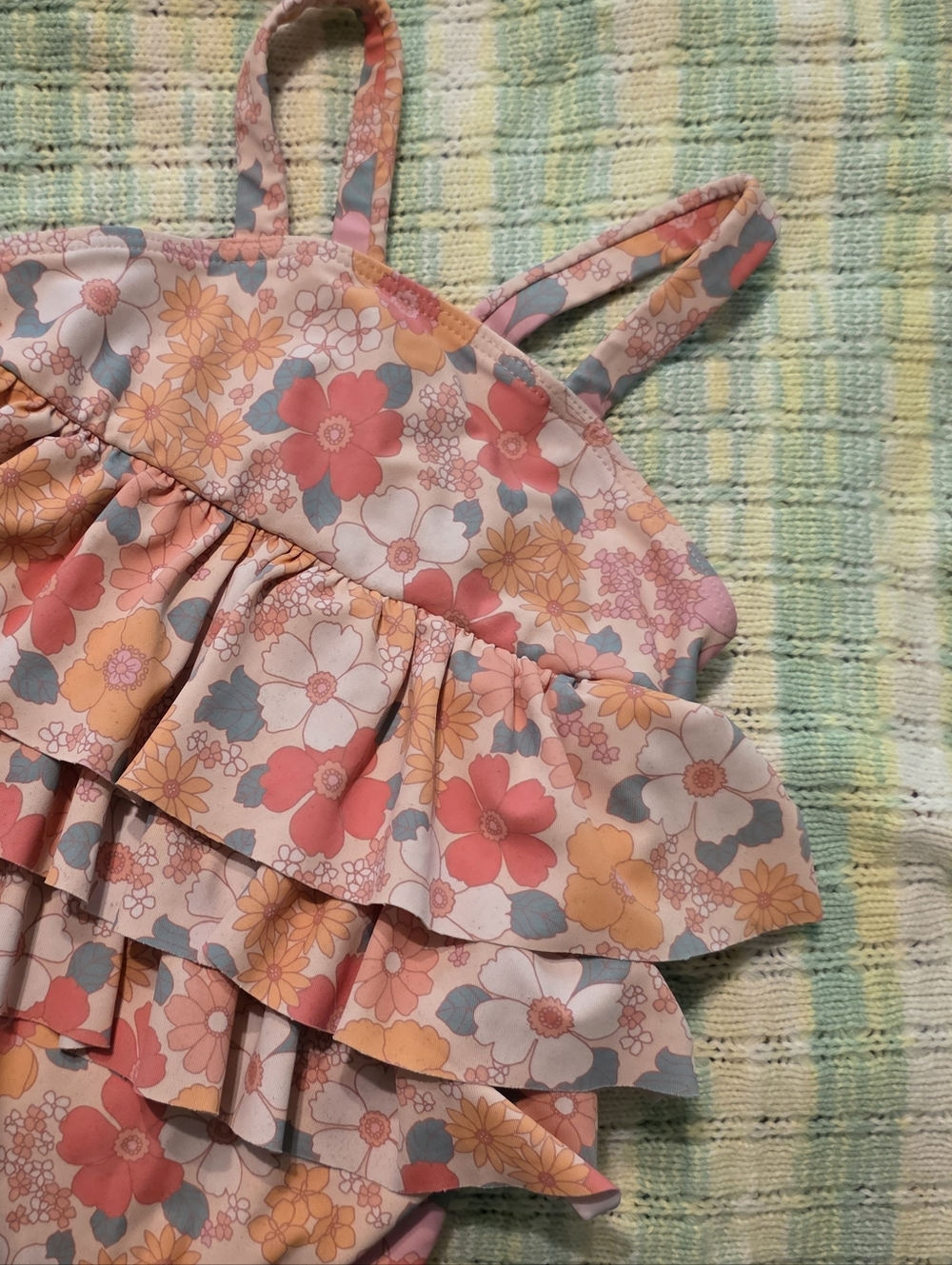 Cotton On Retro Daisy Print Swimsuit Ruffled One Piece